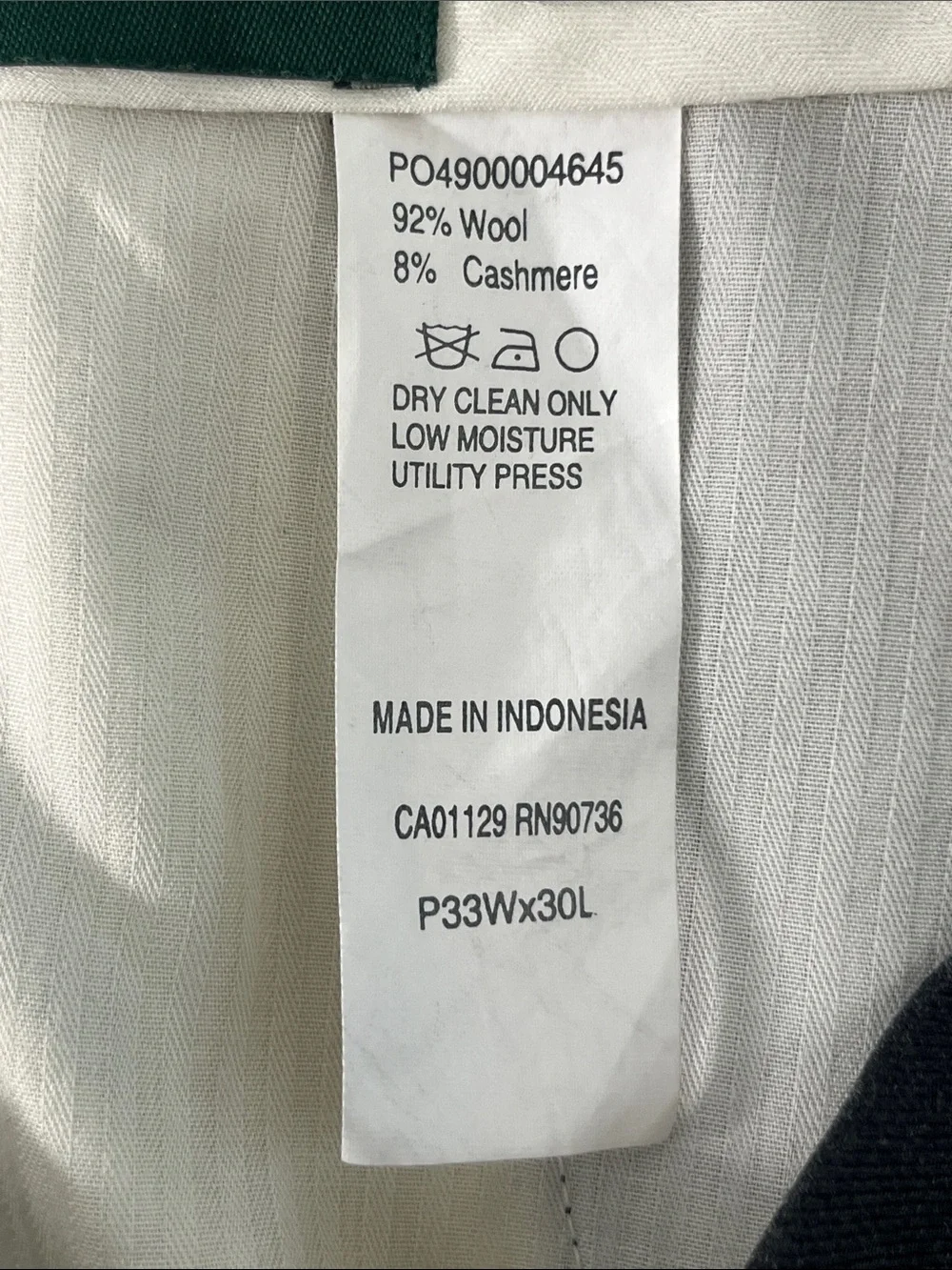Lauren Ralph Lauren Cashmere Wool Dress Pants 33x28 Gray 120s